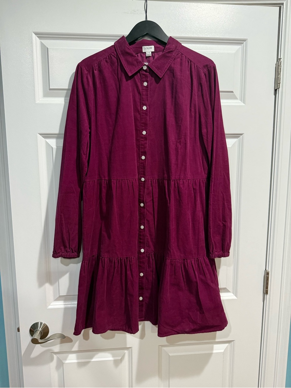 J.Crew Factory Tiered Corduroy Mini Shirt Dress NWT Size 14